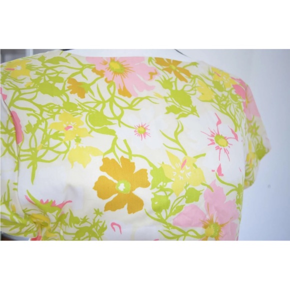 1970s Vintage "Eyeful" Sateen Pastel Floral Maxi Dress Medium / Large - Picture 8 of 11